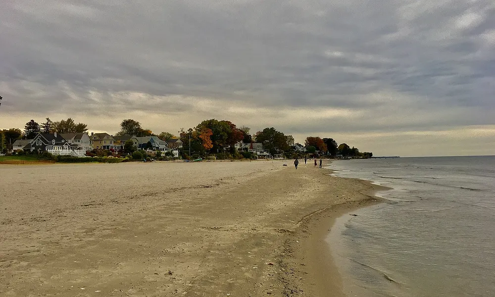 The Lake Ontario shore at Ontario Beach Park in Rochester, New York, 18 October 2020.