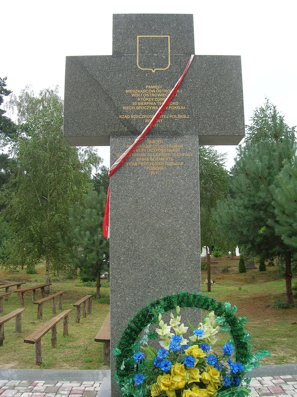 The monument to Polish victims of the 1943 Volhynia massacre at Ostrówki, Ukraine, 24 July 2014.