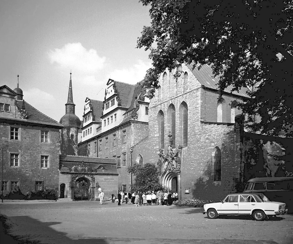Merseburg Cathedral and Schloss on the Domplatz in Merseburg, Saxony-Anhalt, Germany, 9 September 1989.