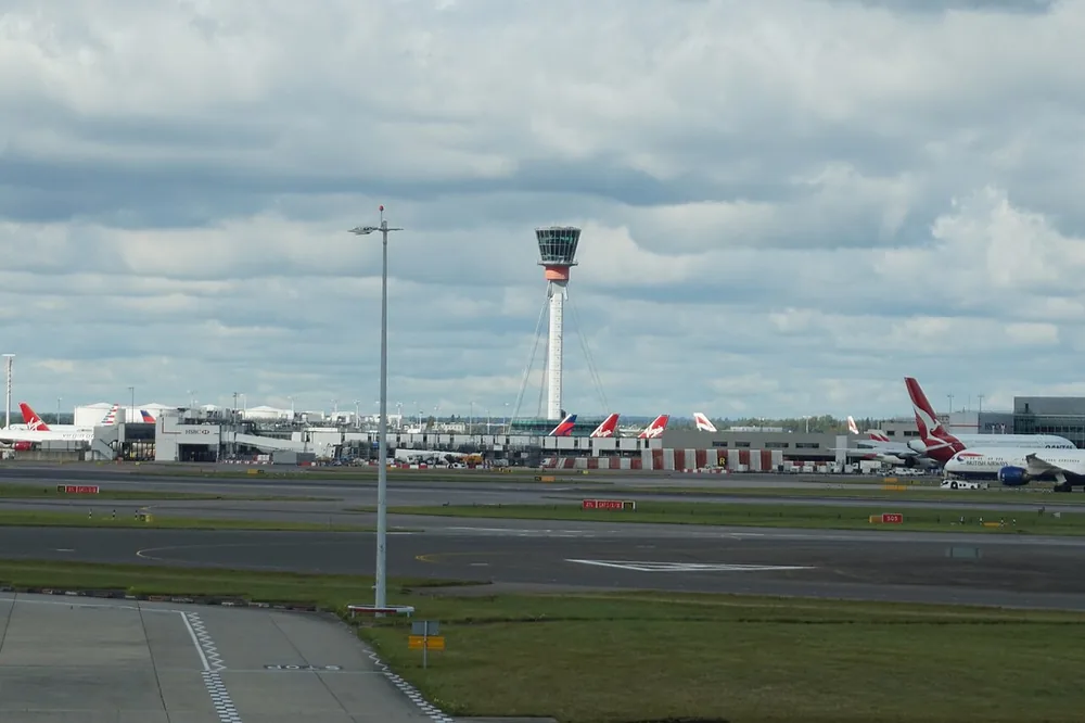 The air traffic control tower at Heathrow Airport, photographed on 28 September 2017.