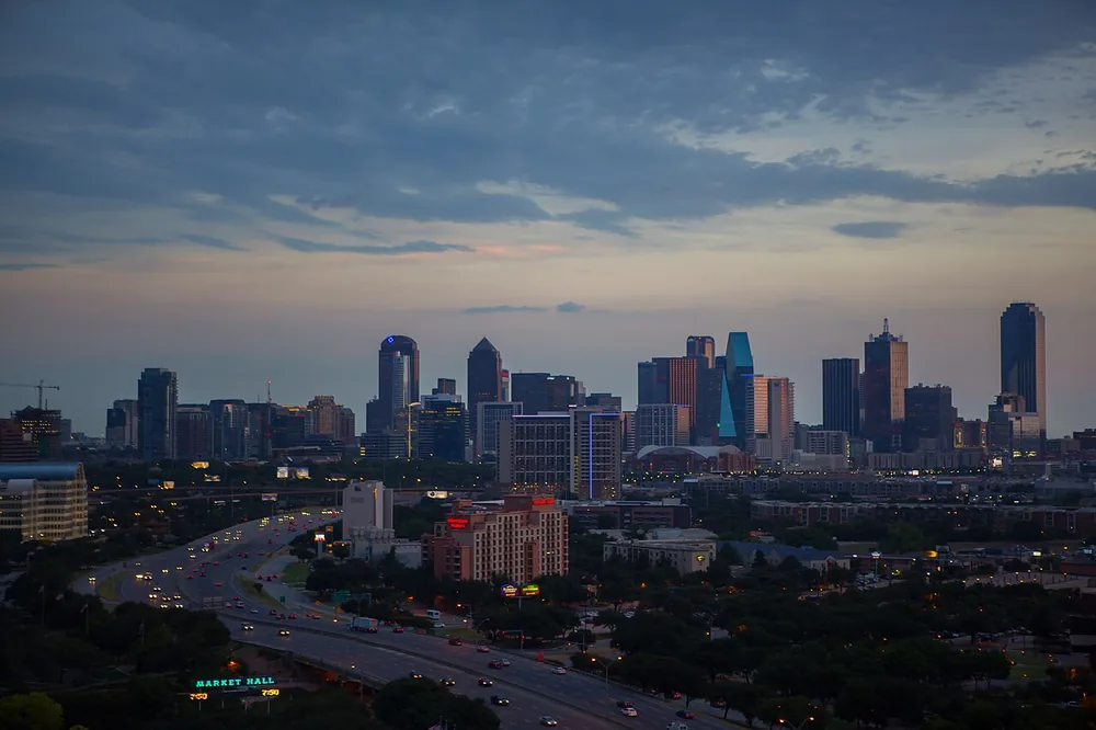 The Dallas, Texas, skyline.