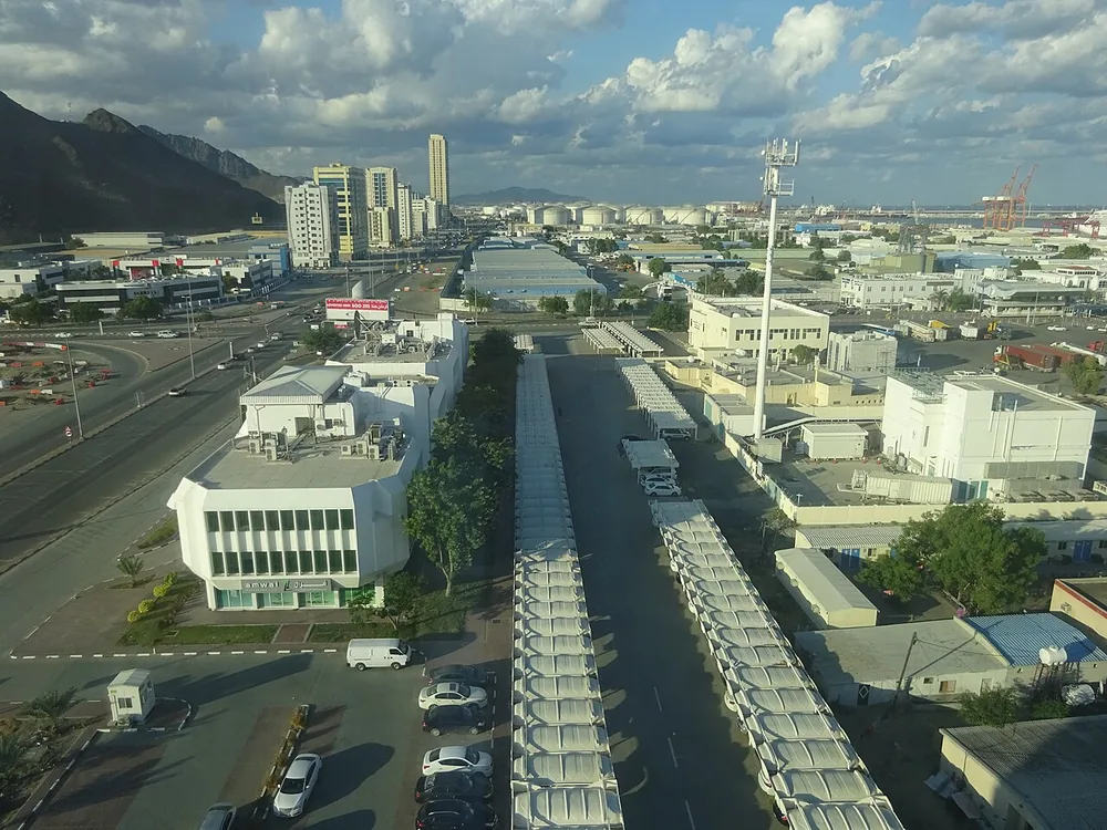 A view north toward Fujairah Port on the Gulf of Oman coast of the United Arab Emirates.