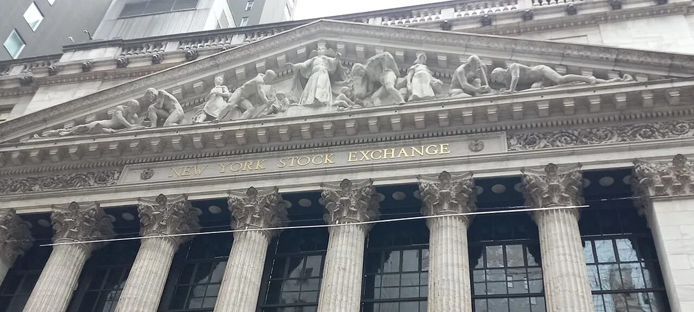 The New York Stock Exchange building in New York City in January 2025.