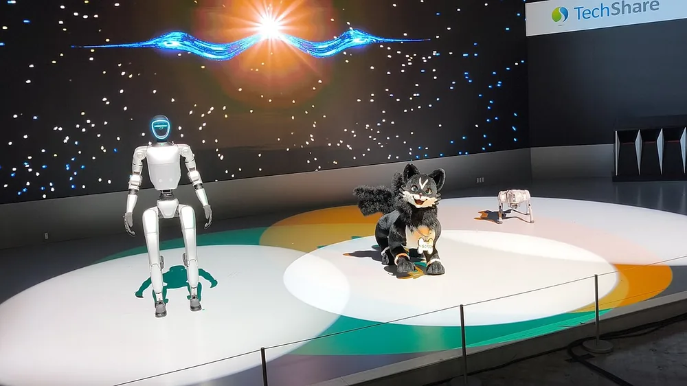 A humanoid robot on display at the Japan Mobility Show in 2025.