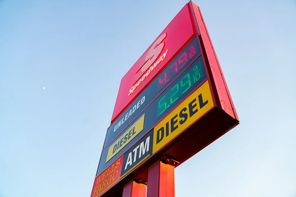 A Speedway fuel-price sign.