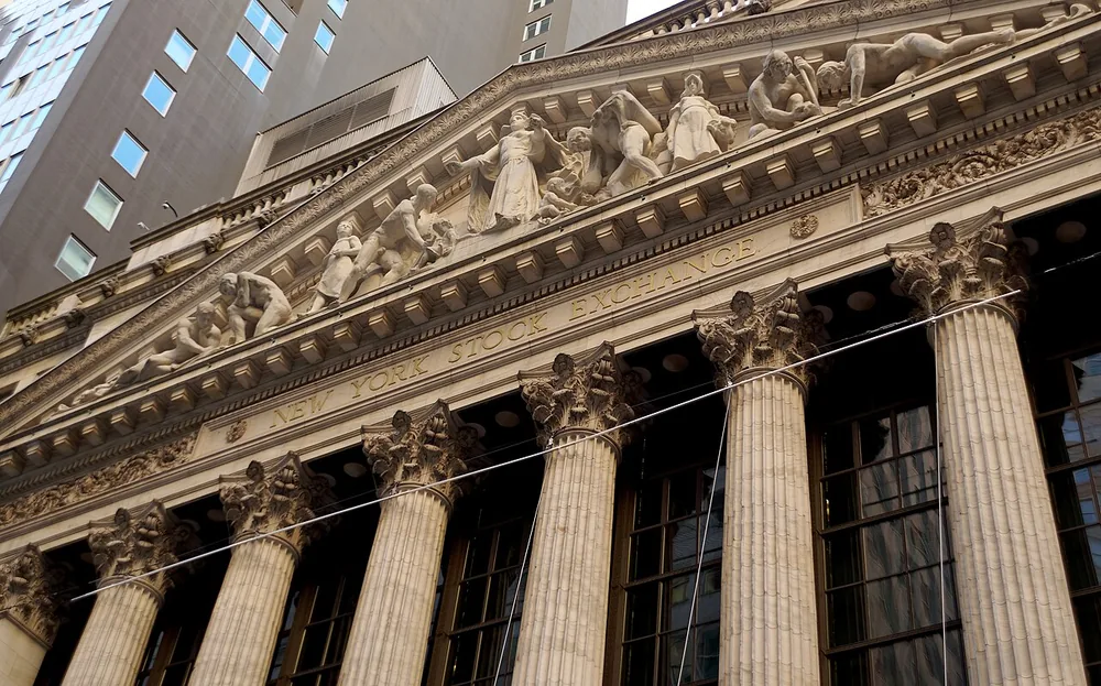 The Broad Street facade of the New York Stock Exchange.