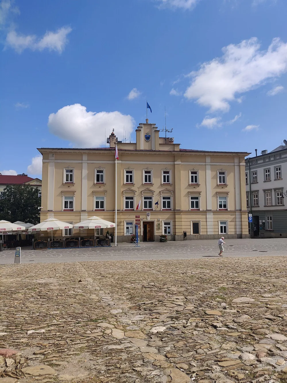 The town hall on the market square in Przemyśl, Poland, near the Ukraine border.