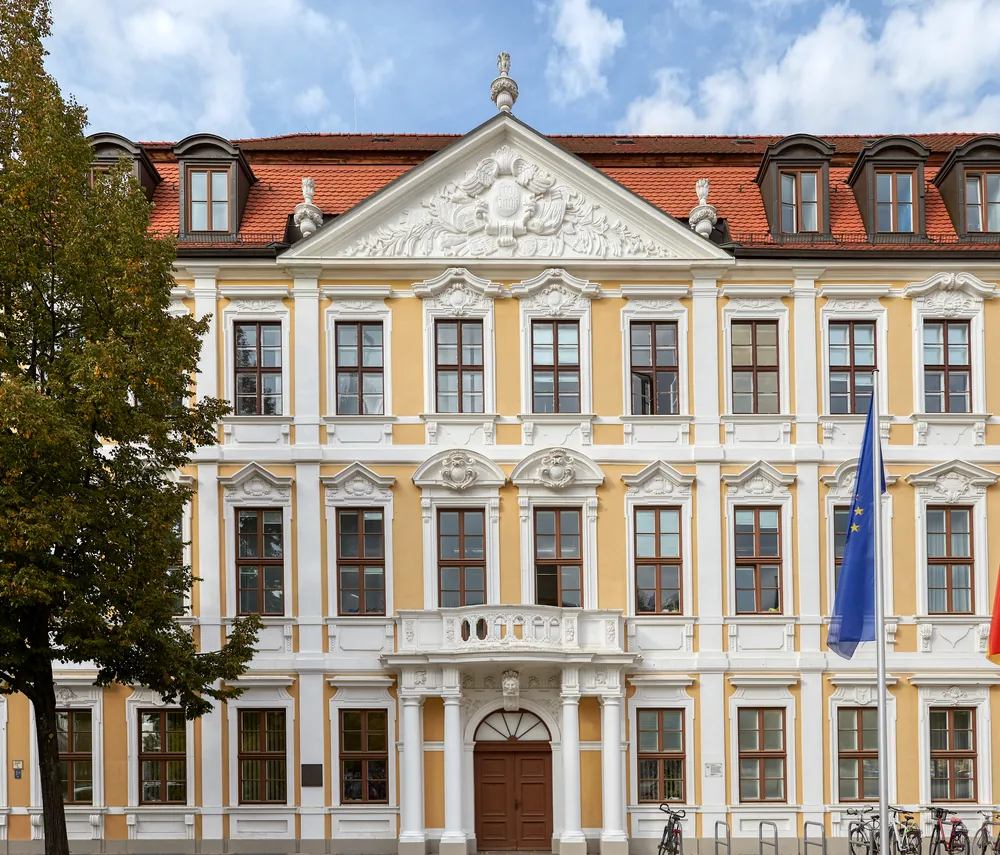 A wing of the Saxony-Anhalt Landtag on Domplatz in Magdeburg on 24 September 2019.