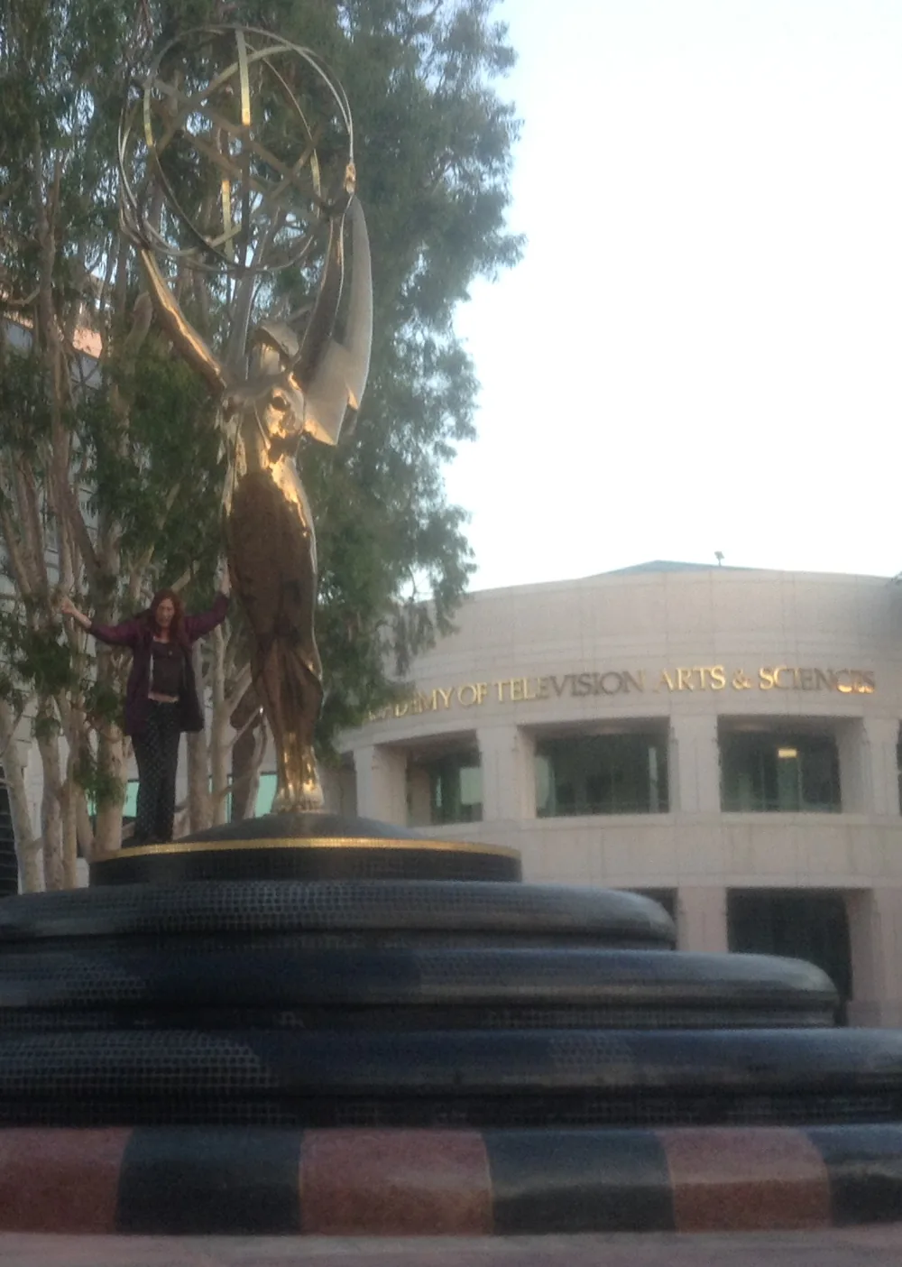 Courtyard and Emmy statue at the Academy of Television Arts and Sciences on Lankershim Boulevard, 26 October 2013.