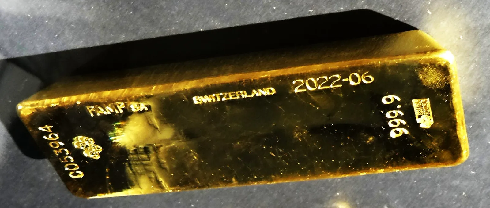 A gold bar on display at the Banque de France, Paris, September 2022.