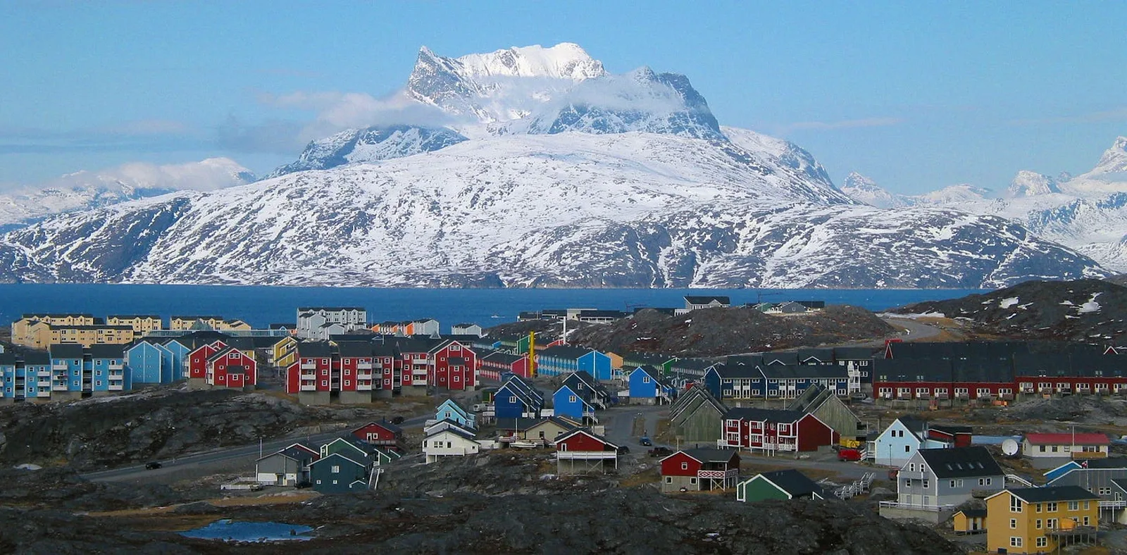 Nuuk, the capital of Greenland, below Sermitsiaq mountain, 2007.