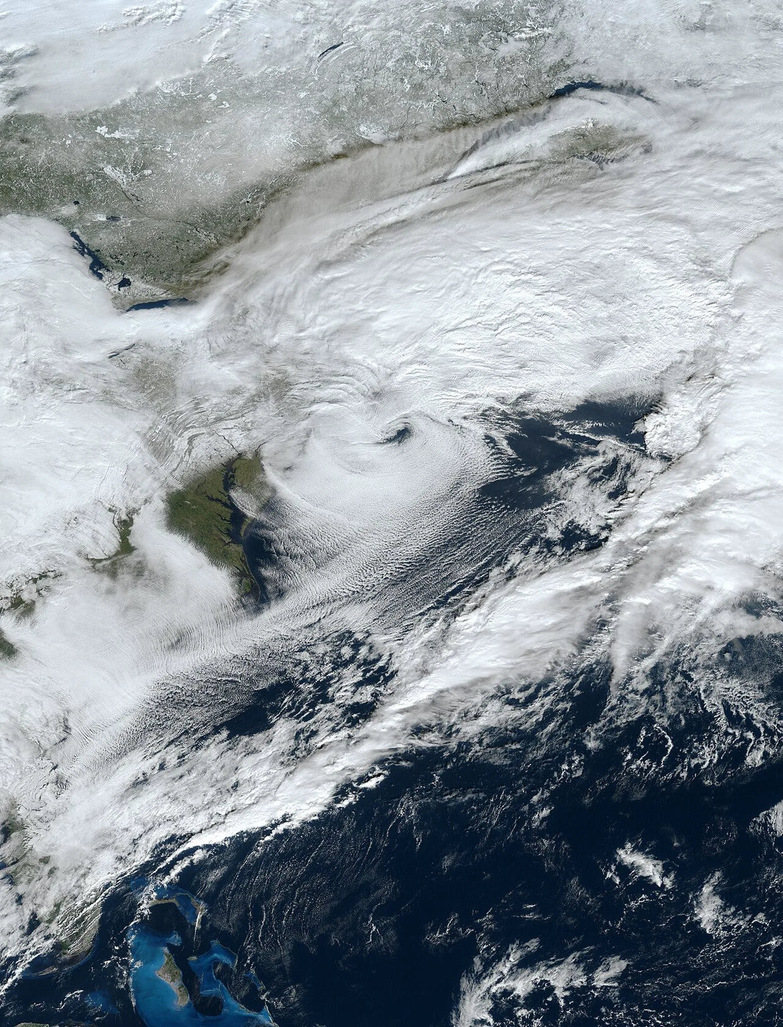 Satellite image of a December 2020 nor'easter