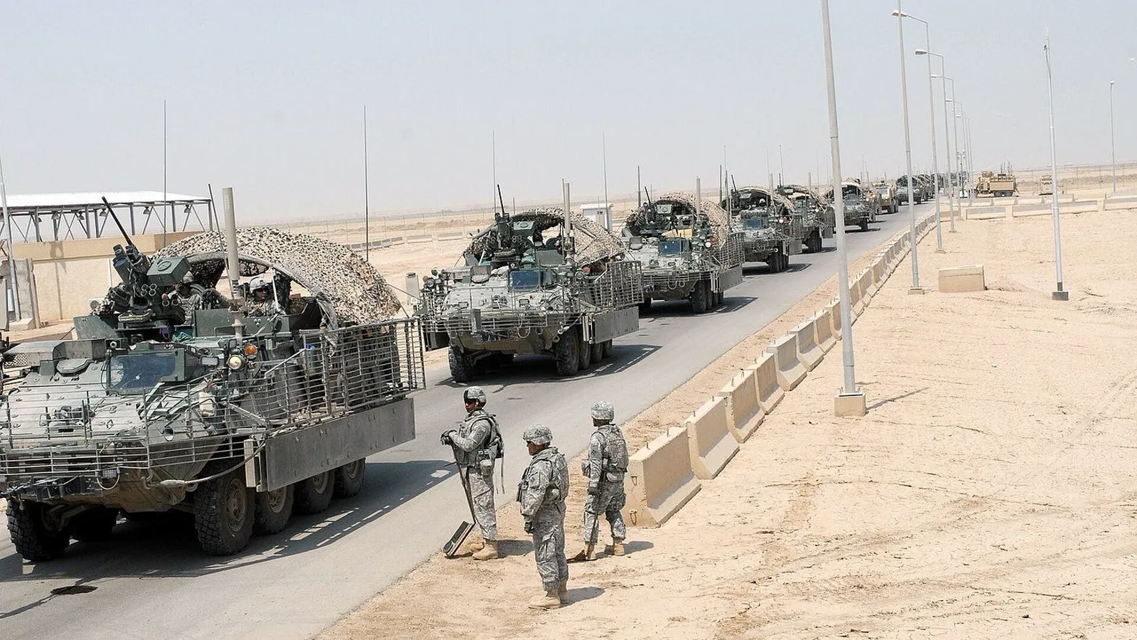U.S. Army Stryker convoy on the Baghdad-to-Kuwait route during the Iraq drawdown. Cover photo: U.S. Army via DVIDS, publ