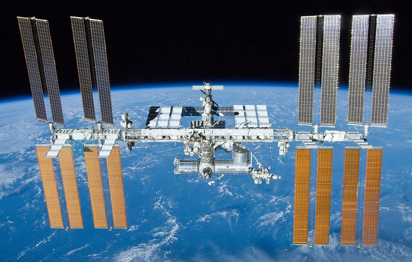 The International Space Station in orbit after undocking. Photo: NASA, public domain.