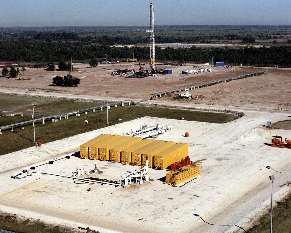 Yellow storage tanks and site gear at a U.S. Strategic Petroleum Reserve facility. Photo: U.S. Department of Energy, public domain.