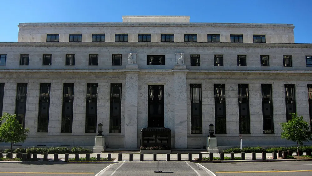 The north face of the Marriner S. Eccles Federal Reserve Board Building in Washington, D.C. Photo: AgnosticPreachersKid / Wikimedia Commons, CC BY-SA 3.0.