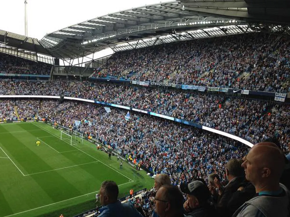 Etihad Stadium during a Manchester City Premier League match. Photo: Higor Douglas / Wikimedia Commons, CC BY-SA 4.0.