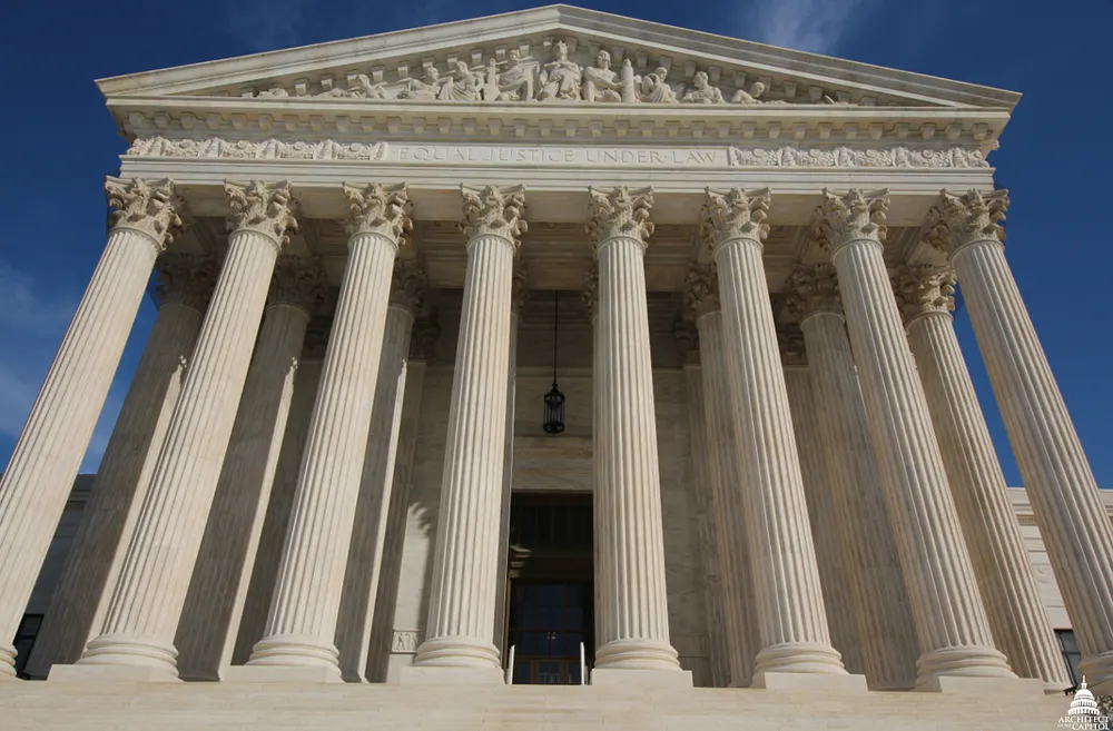 The west facade of the United States Supreme Court Building after restoration. Photo: Matt H. Wade / Wikimedia Commons, CC BY-SA 3.0.