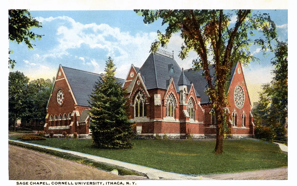 Sage Chapel on the Cornell University campus in Ithaca, New York. Photo: Cornell University / Wikimedia Commons, public domain.