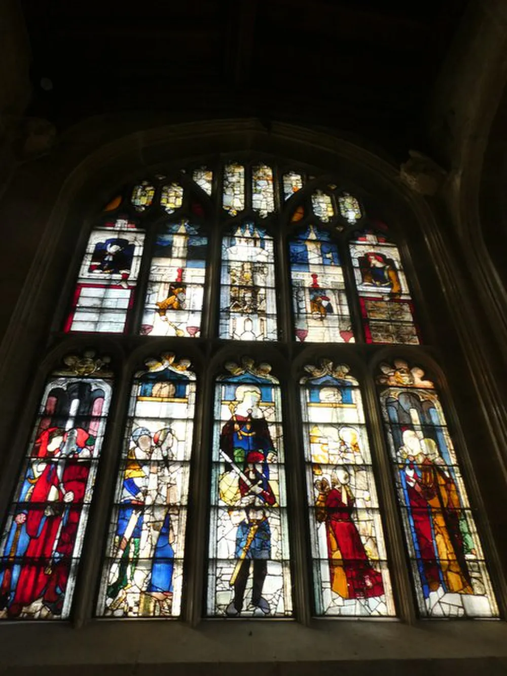Stained-glass window inside St Mary's Church in Fairford, Gloucestershire, the town next to RAF Fairford. Photo: Basher Eyre / geograph.org.uk, CC BY-SA 2.0.