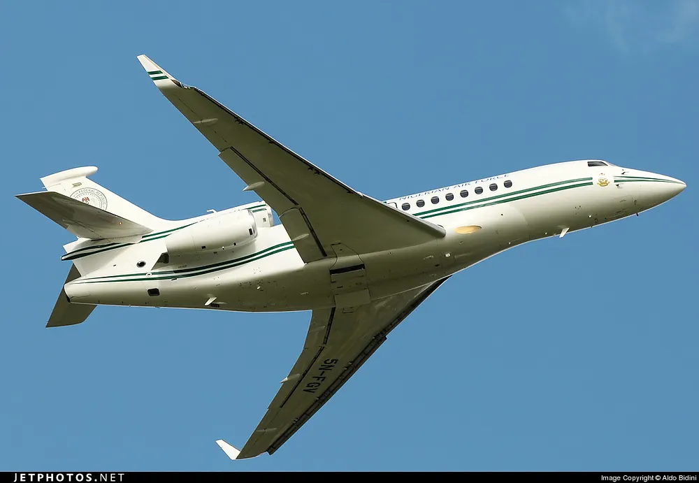 A Nigerian Air Force Dassault Falcon 7X. Photo: Aldo Bidini / Wikimedia Commons, GFDL 1.2.