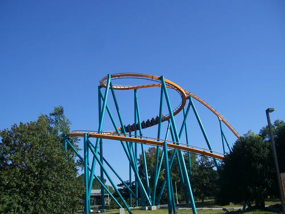 The Goliath roller coaster at Six Flags Over Georgia. Photo: Coasterman1234 / Wikimedia Commons, CC BY-SA 3.0.