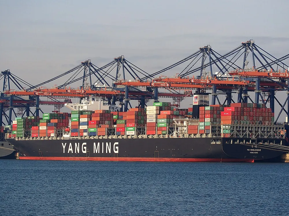 The container ship YM Wholesome in the Port of Rotterdam. Photo: Alf van Beem / Wikimedia Commons, public domain.