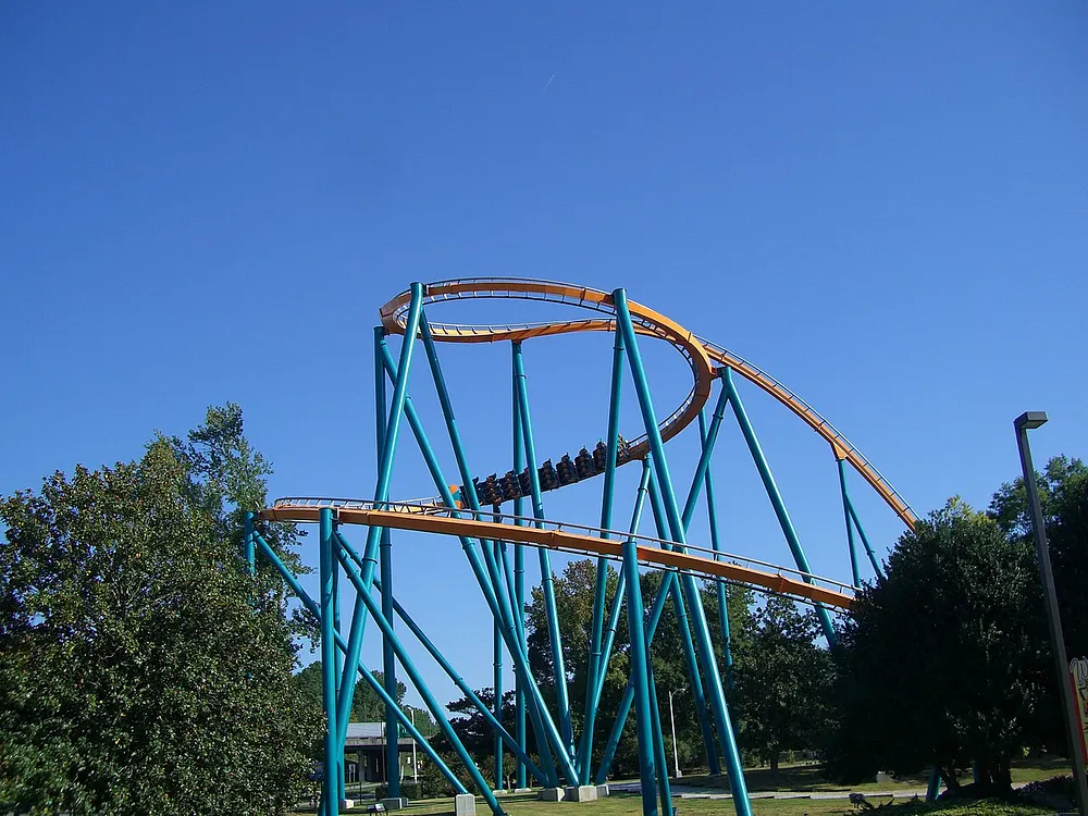 The Goliath roller coaster at Six Flags Over Georgia. Photo: Coasterman1234 / Wikimedia Commons, CC BY-SA 3.0.