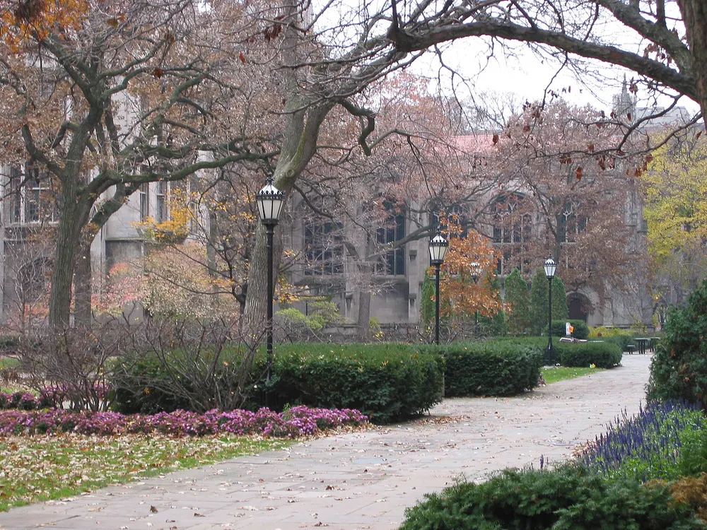 A quadrangle at the University of Chicago. Photo: Crimson3981 / Wikimedia Commons, public domain.